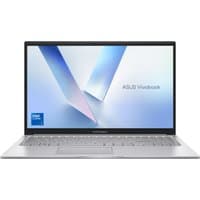 Silver ASUS Vivobook 15 laptop with 15.6" Full HD display, slim bezels, and chiclet keyboard.