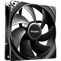 Black be quiet! Pure Wings 3 120mm computer case fan with seven curved blades and square frame.