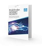 Bitdefender Internet Security box with digital wolf graphic, 3 devices, 1-year subscription, PC activation code by post.