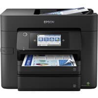 Black Epson WorkForce Pro WF-4830DTWF printer with touchscreen, paper tray, and Wi-Fi connectivity.