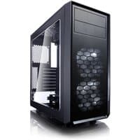 Black Fractal Design Focus G Midi Tower with mesh front panel, side window, and dual front fans.