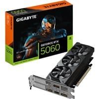 Black GIGABYTE RTX 5060 graphics card with triple fan design, 3 DisplayPorts, 1 HDMI, and PCI-E 5.0 interface.