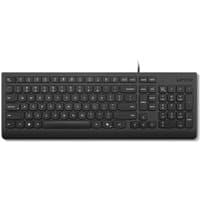 Black Lenovo USB keyboard with UK layout, numeric keypad, and full-size keys for home or office use.