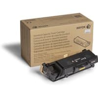 Black Xerox toner cartridge with yellow label, in front of brown box labeled "Xerox Phaser 3330, WorkCentre 3300 Series."