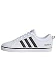 White adidas VS Pace 2.0 shoes with black stripes and logo, low-top design, size 8 UK.