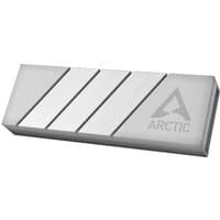Silver ARCTIC M2 Pro SSD cooler with diagonal grooves and Arctic logo on the side.