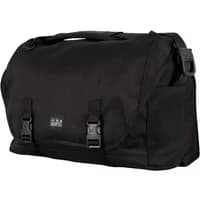 Black Brompton Metro Messenger Large Bag with top handle, buckle closures, and side pockets.