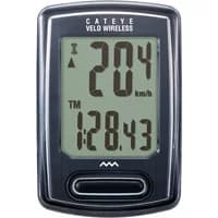 Black Cateye Velo VT230 Wireless Computer with large digital display showing speed and time.