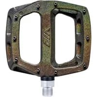 DMR V12 MTB flat pedal with galaxy finish, metallic texture, and multiple grip pins.
