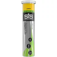 Science in Sport Go Hydro Electrolytes tube, yellow lemon cap, black and silver label, green accents.