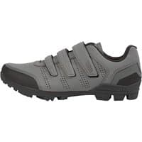 Gray Endura Hummvee XC MTB cycling shoe with three Velcro straps and rugged black sole.