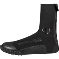 Black Endura MT500 MTB overshoe with rugged sole, rear zipper, and logo detailing on the side.
