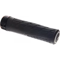 Black Ergon GE1 Evo Factory Lock On Grips with textured surface and ergonomic design for mountain bikes.