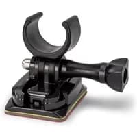 Curved black helmet mount kit with adhesive base and adjustable clamp by Exposure.