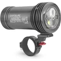 Black Exposure Strada MK12 SB AKTIV road handlebar light with cylindrical design and remote switch attachment.