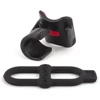 Black Exposure TraceR QR Bracket with red accents, featuring a flexible strap and clip design for secure attachment.