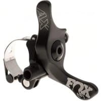 Black Fox Racing Shox Transfer Drop Bar Dual Pull Lever with ergonomic design and silver mounting clamp.