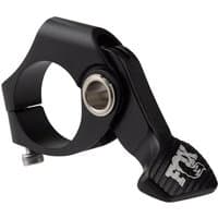 Black Fox Racing Shox Transfer Dropper Seatpost remote lever with textured grip and silver mounting bolt.