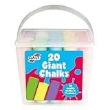 Clear plastic case with handle containing 20 large colorful chalks, labeled "Galt 20 Giant Chalks" for ages 3+.