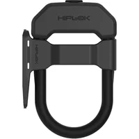Black Hiplok Dx D lock with frame clip, featuring a sturdy U-shaped design and secure mounting bracket.