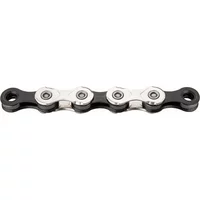 KMC X12 bike chain, 12-speed, silver links with black inner plates, compact and durable design.