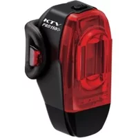 Black Lezyne KTV Drive Pro+ rear bike light with red lens, compact design, and side visibility cutouts.