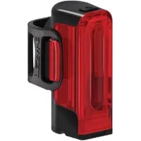 Black Lezyne Strip Drive 300+ rear bike light with red lens and USB charging port.