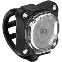 Black gloss Lezyne Zecto Drive 250+ front light with circular lens and four corner screws.