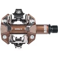 Brown Look X-Track Gravel Pedal with cleats, metal body, and black spindle.