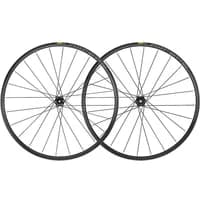 Black Mavic Allroad 700c Disc 6-Bolt Wheelset with sleek rims and multiple spokes, designed for cycling performance.