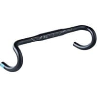 Black Pro LT Compact Alloy Handlebar, 42cm width, with ergonomic drop design and subtle white branding.
