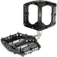 Black Renthal Revo-F MTB flat pedals, 9/16in, with wide platform, multiple pins, and Renthal branding.