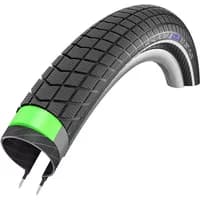 Black Schwalbe Big Ben Plus E-Bike tyre with GreenGuard, reflex sidewall, and textured tread pattern.