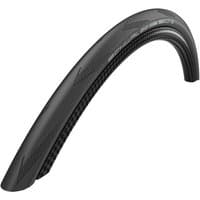 Black Schwalbe One Performance Raceguard TLE Tyre, 700 x 25, sleek design with textured tread pattern.