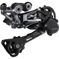 Black Shimano GRX RD-RX812 11-speed rear derailleur with Shadow+ technology and sleek, angular design.