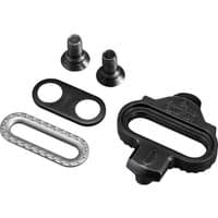 Black Shimano MT001 MTB SPD cleats with multi-entry design, including screws and metal plates.
