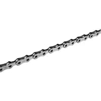 Silver Shimano XTR 12-speed bike chain with 126 links and quick link, featuring SIL-TEC coating for smooth performance.