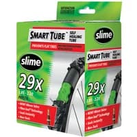 Slime Self Healing 29er Inner Tube, green packaging with tire image, Presta valve, "Smart Tube" branding.