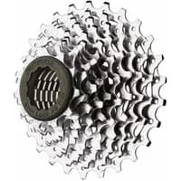 SRAM PG-1030 10-speed cassette, 11-32T, silver steel sprockets with black lockring, compact and layered design.