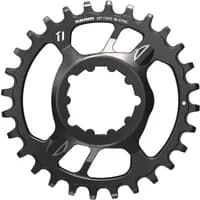 Black SRAM X-Sync 2 steel chainring with direct mount, 6mm offset, featuring a 12-tooth design and sleek cutouts.