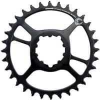 Black SRAM X-Sync 2 Steel Direct Mount Chainring, 34 teeth, with a sleek, symmetrical design and durable finish.