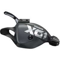 SRAM X01 Eagle 12-speed rear shifter, black with silver logo, ergonomic lever, and discrete clamp design.