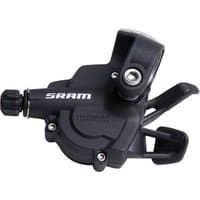 Black SRAM X3 7-speed trigger shifter with ergonomic levers and visible gear indicator.