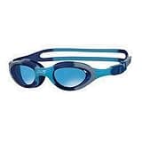 Zoggs kids blue swimming goggles with tinted lenses, UV protection, anti-fog, quick adjust, split yoke strap.