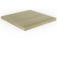 Wooden 8' x 8' patio deck kit with smooth, light brown planks and square shape, by Forest Garden.