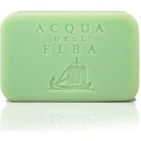 Green rectangular soap with embossed Acqua dell'Elba logo and boat design, 150 g, moisturizing body soap.