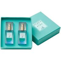 Acqua dell'Elba Mia Blu Donna Kit, two 15 ml blue glass bottles with gold spray tops in a turquoise box.