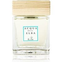 Clear glass bottle with wooden cap, labeled "Acqua dell'Elba," containing 200 ml woody fragrance diffuser.