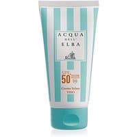 Acqua dell'Elba Suncare Face SPF 50+ cream, 75 ml tube, turquoise and white stripes, high protection label.