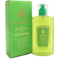 Green Acqua di Genova body spray bottle with matching box, gold lettering, and citrus design, 400 ml.